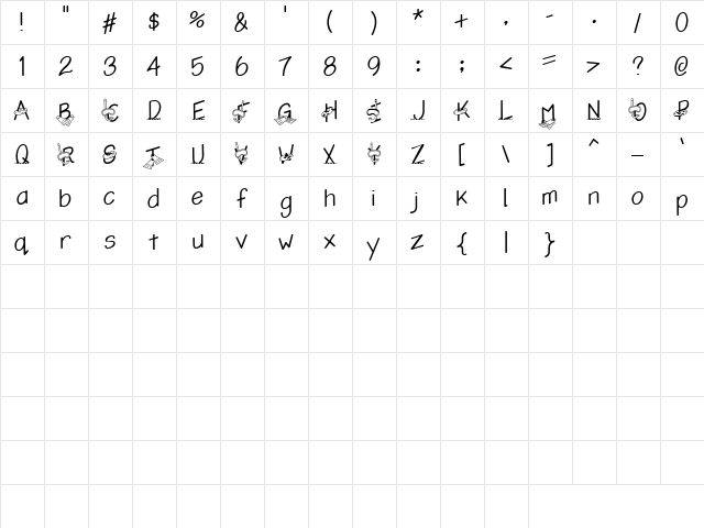 LD Diver Regular  glyph index