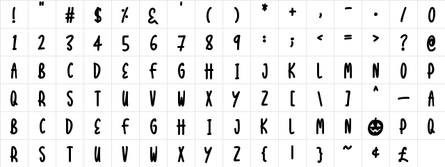 Halloween Treats Regular  glyph index