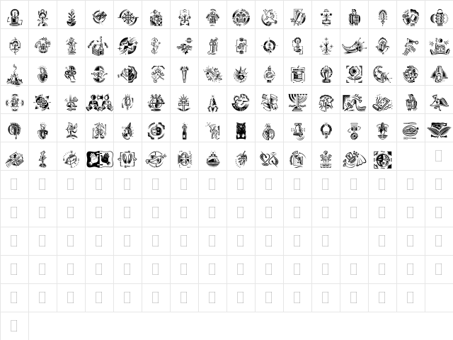 DF Celebrations Regular  glyph index