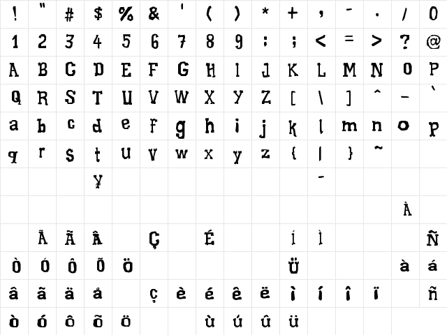 XiloGaldino 2 Regular  glyph index