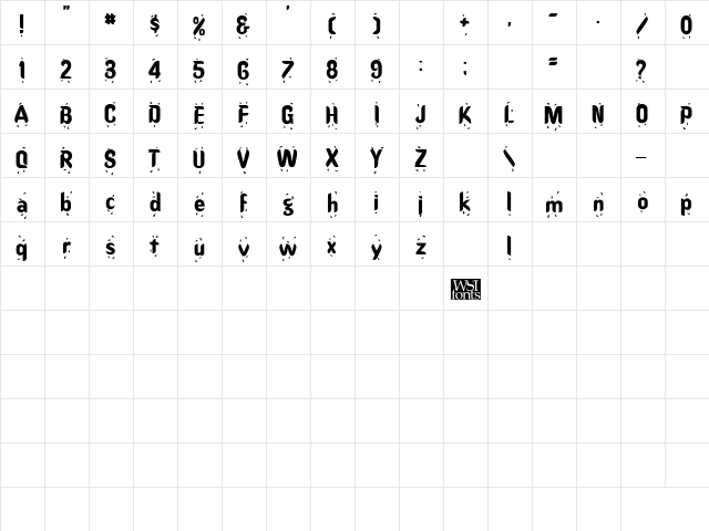 Shower Regular  glyph index