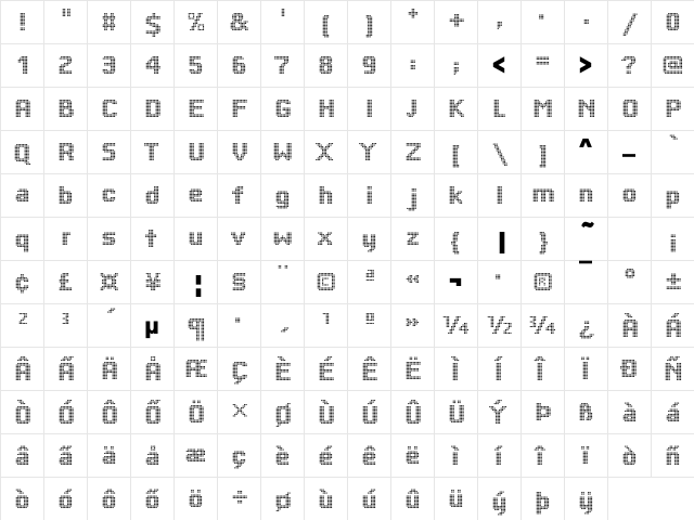 Yardmaster Becker Regular  glyph index