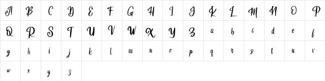 Adelia FREE Regular  glyph index