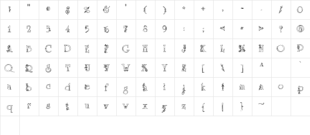 LDJ Victorian Regular  glyph index