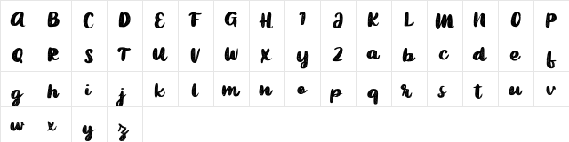 Bigted FREE Regular  glyph index