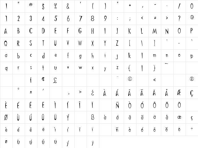 Lattice Normal  glyph index