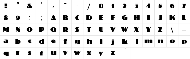 FFD Koloss Regular  glyph index