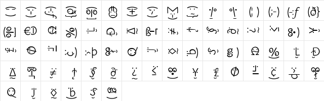 AmorEmoticons Regular  glyph index