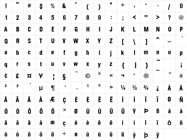 URWAccidaliaBucTMedCon Regular  glyph index