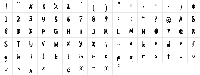 Knight Nifty 9 Regular  glyph index