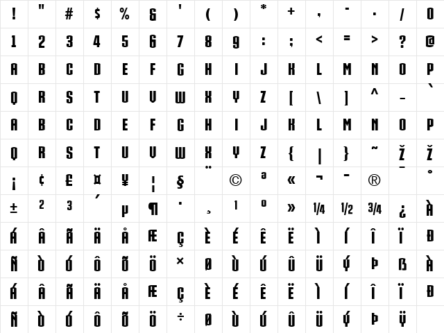IRON MAN OF WAR 002 NCV Regular  glyph index