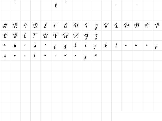 Maylika Calligraphy Regular  glyph index