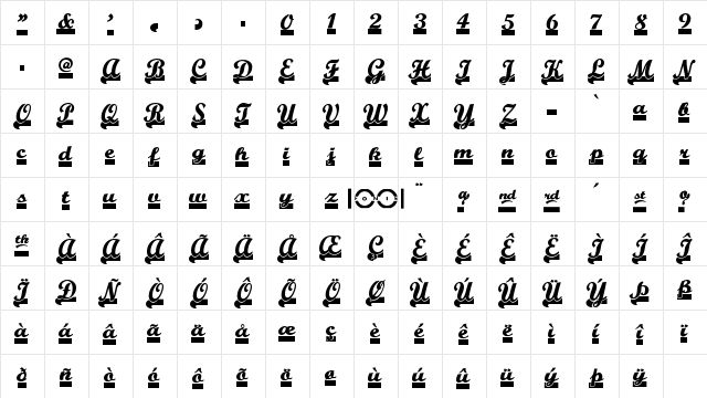 Team Spirit NF Regular  glyph index