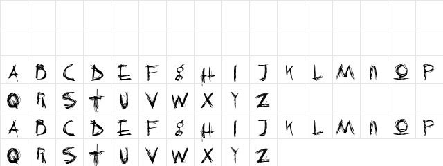 Scratched Tour Regular  glyph index