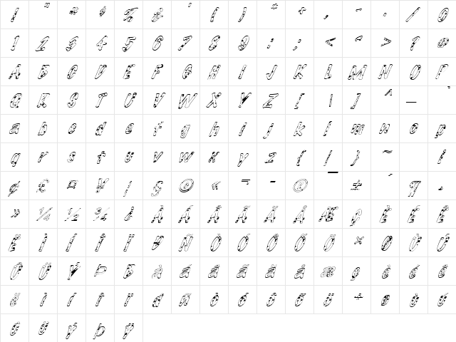 FZ HAND 14 SPOTTED ITALIC Normal  glyph index