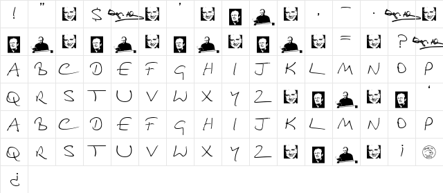Douglas Adams Hand Regular  glyph index