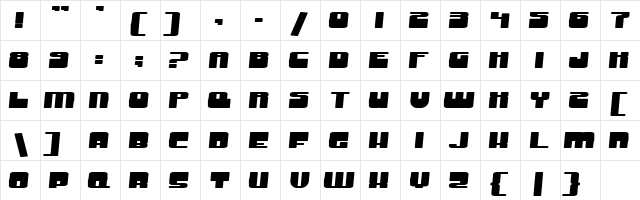 Groove Machine Expanded Bold  glyph index