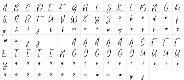 Nadheva Demo Regular  glyph index