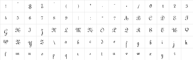 Colbert Regular  glyph index
