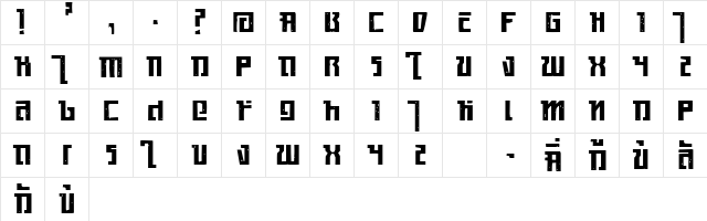 Kasikorn Metacide  glyph index