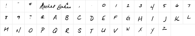 Rachel Regular  glyph index