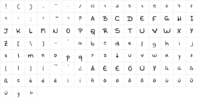 Callani Regular  glyph index