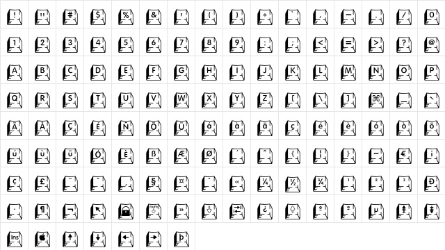 Keycaps Deluxe Regular  glyph index