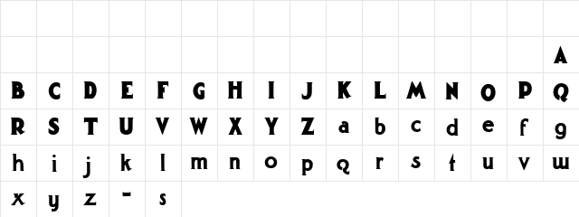 Gargantua Demo Regular  glyph index