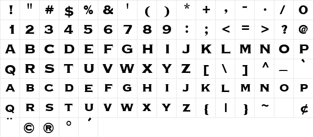 CooperPlanck8 HeavySH  glyph index