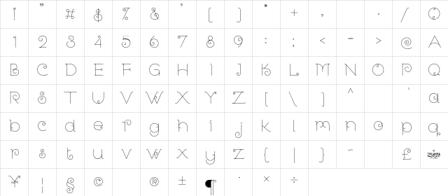 Lanka Curves Light  glyph index