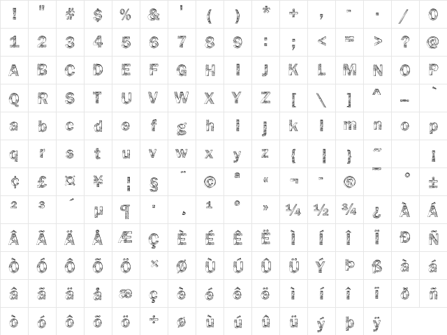 Franklin24 Becker Regular  glyph index