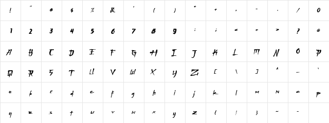 ONIGASHIMA Demo Version Regular  glyph index