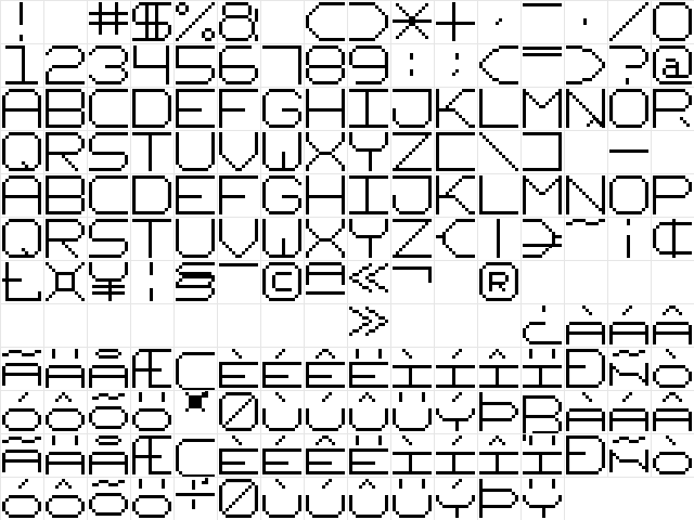 fixed_v02 Regular  glyph index