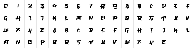 JAPANBRUSH Regular  glyph index