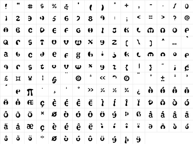 Amoeba Light  glyph index
