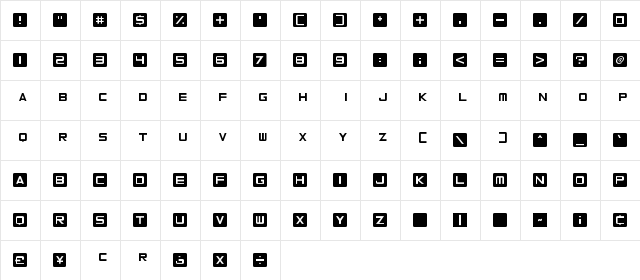 Curved Square Regular  glyph index