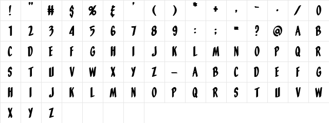 Orange Fizz Regular  glyph index