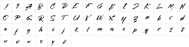 Callaghands Regular  glyph index
