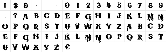 BTX-Chaos-Made Regular  glyph index