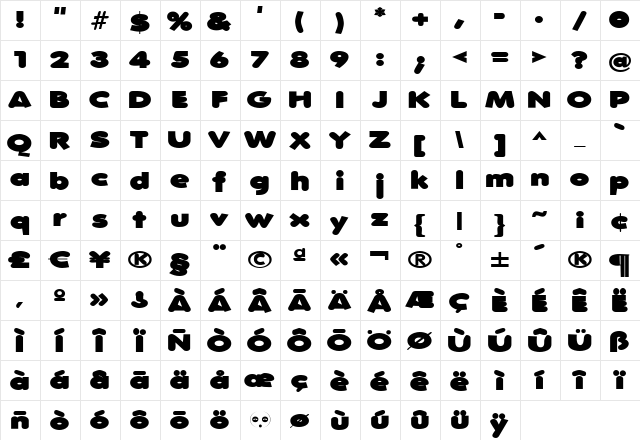 DeconstructaWide Regular  glyph index