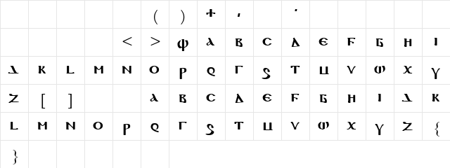 Coptica Normal  glyph index