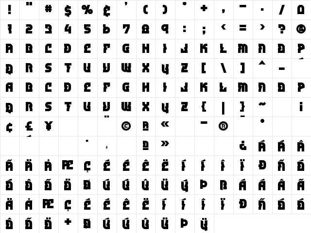 Magnum Black  glyph index