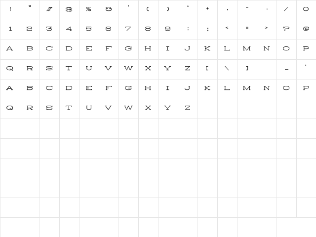 History Repeating Horizontal Regular  glyph index