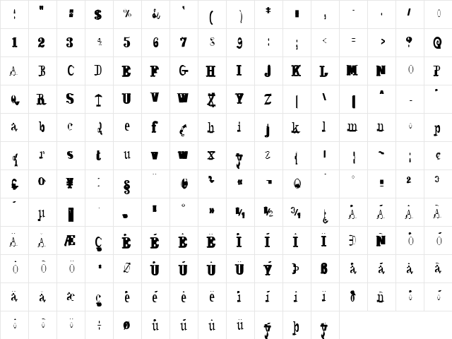 Syzygy Regular  glyph index