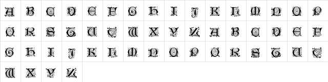 GenzschInitials Regular  glyph index
