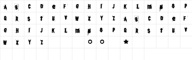 BJ SKRATCH Regular  glyph index