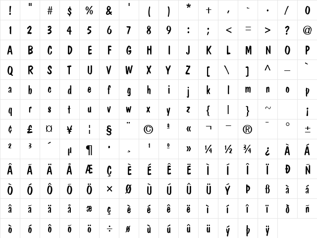 PT Broad Tip Normal  glyph index