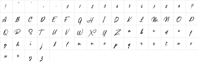 Lancaste Script Alt Demo Regular  glyph index