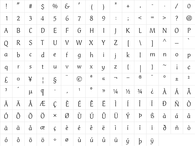 ClubTypeMercurius-Light Light  glyph index