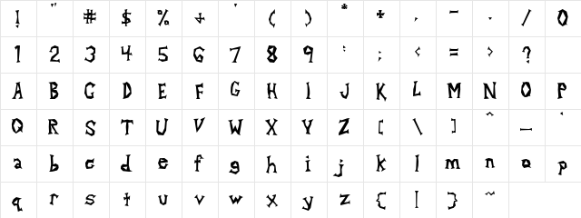Dancing Font Regular  glyph index